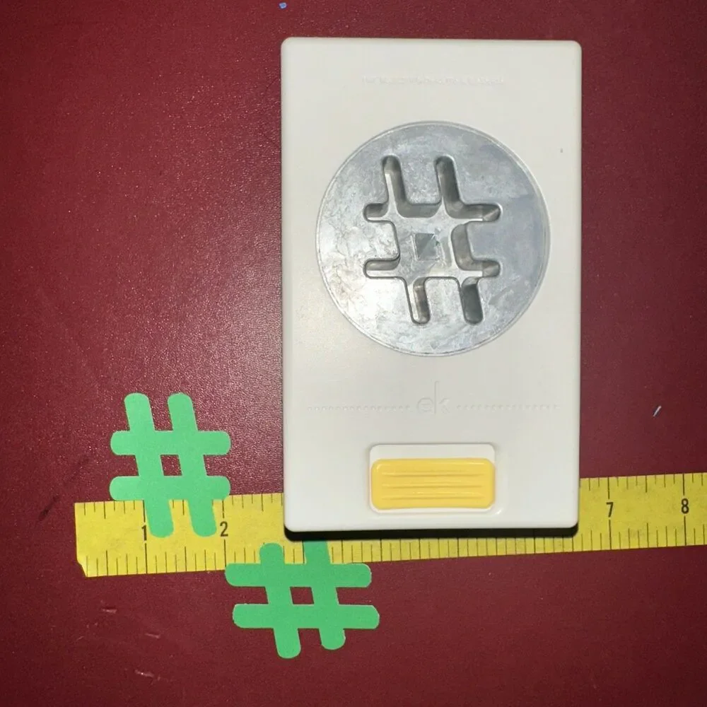 EK Success heavyweight paper punch Number Sign makes 2”tall 1.5 Wide Diecut EUC